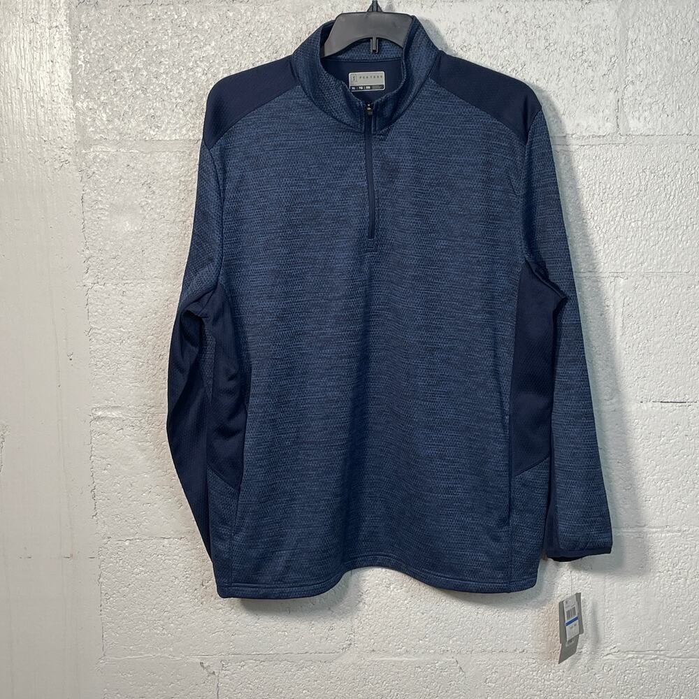PGA TOUR Men's Two-Tone Quarter-Zip Golf Pullover blue M